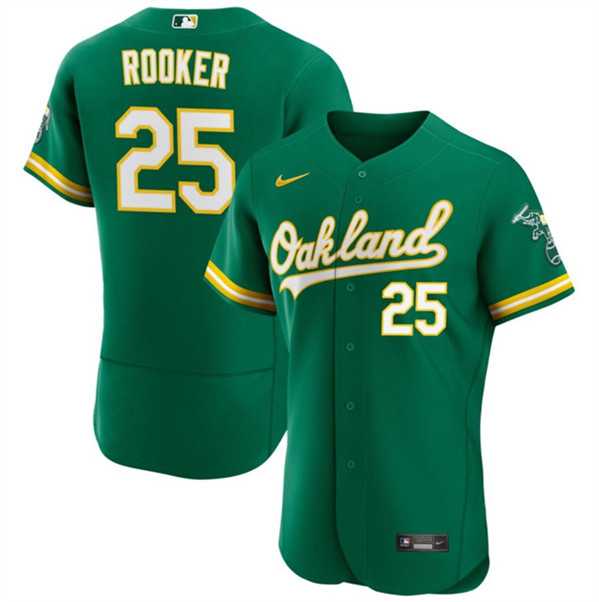 Men%27s Oakland Athletics #25 Brent Rooker Green Flex Base Stitched Jersey Dzhi->oakland athletics->MLB Jersey